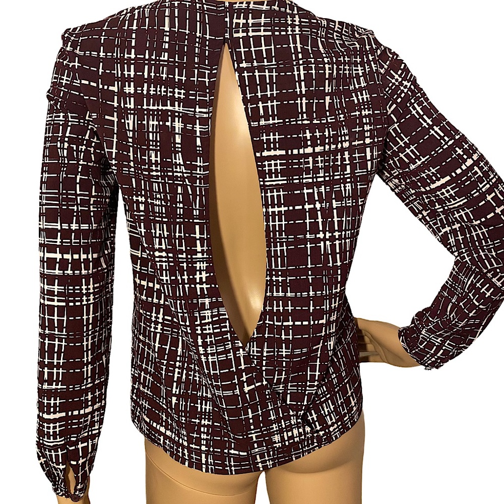 OPEN BACK BANANA REPUBLIC CROSSHATCH BLOUSE  SZ XS